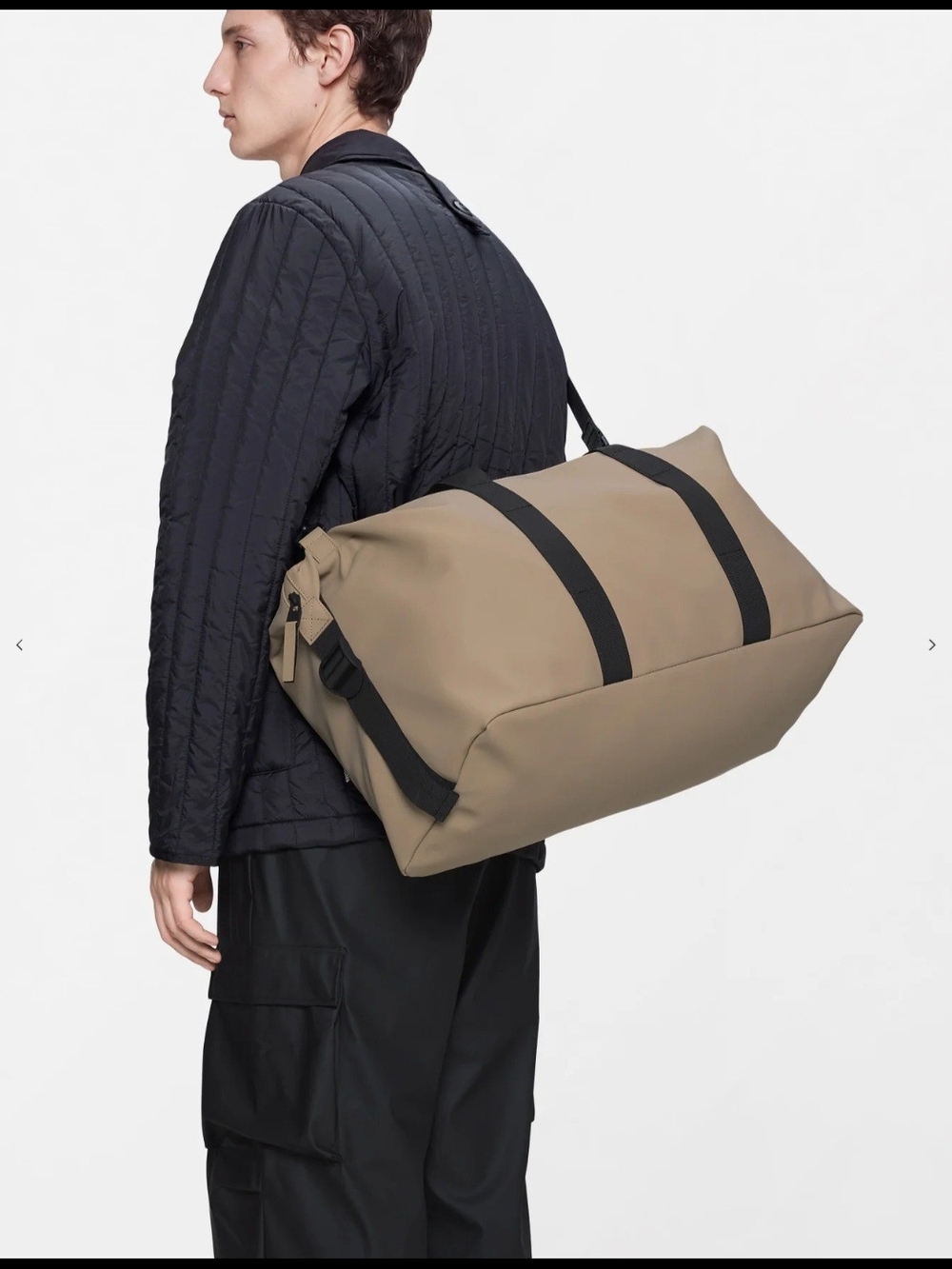 Rains Taupe Duffel Bag with Black Straps - Picture 2 of 5